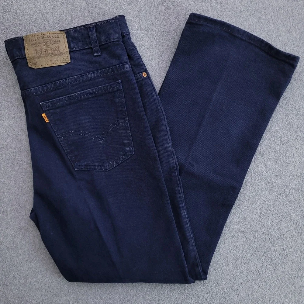 Levis 517 Jeans Mens 38x32 Bootcut Dark Blue Orange Tab Vintage 1990s USA Made